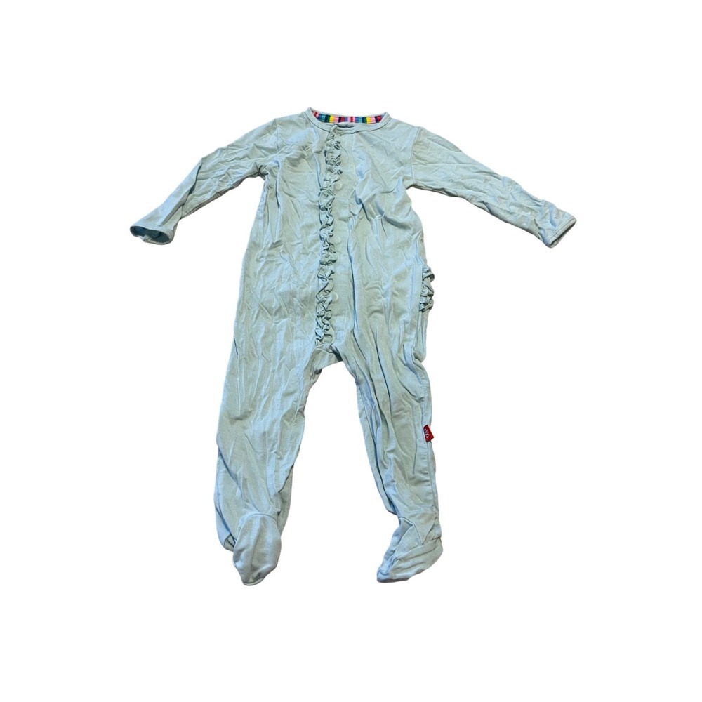 Magnetic Me Light Blue Ruffle Magnetic Footie Pajama 6-9 Months Baby Girl Sleep
